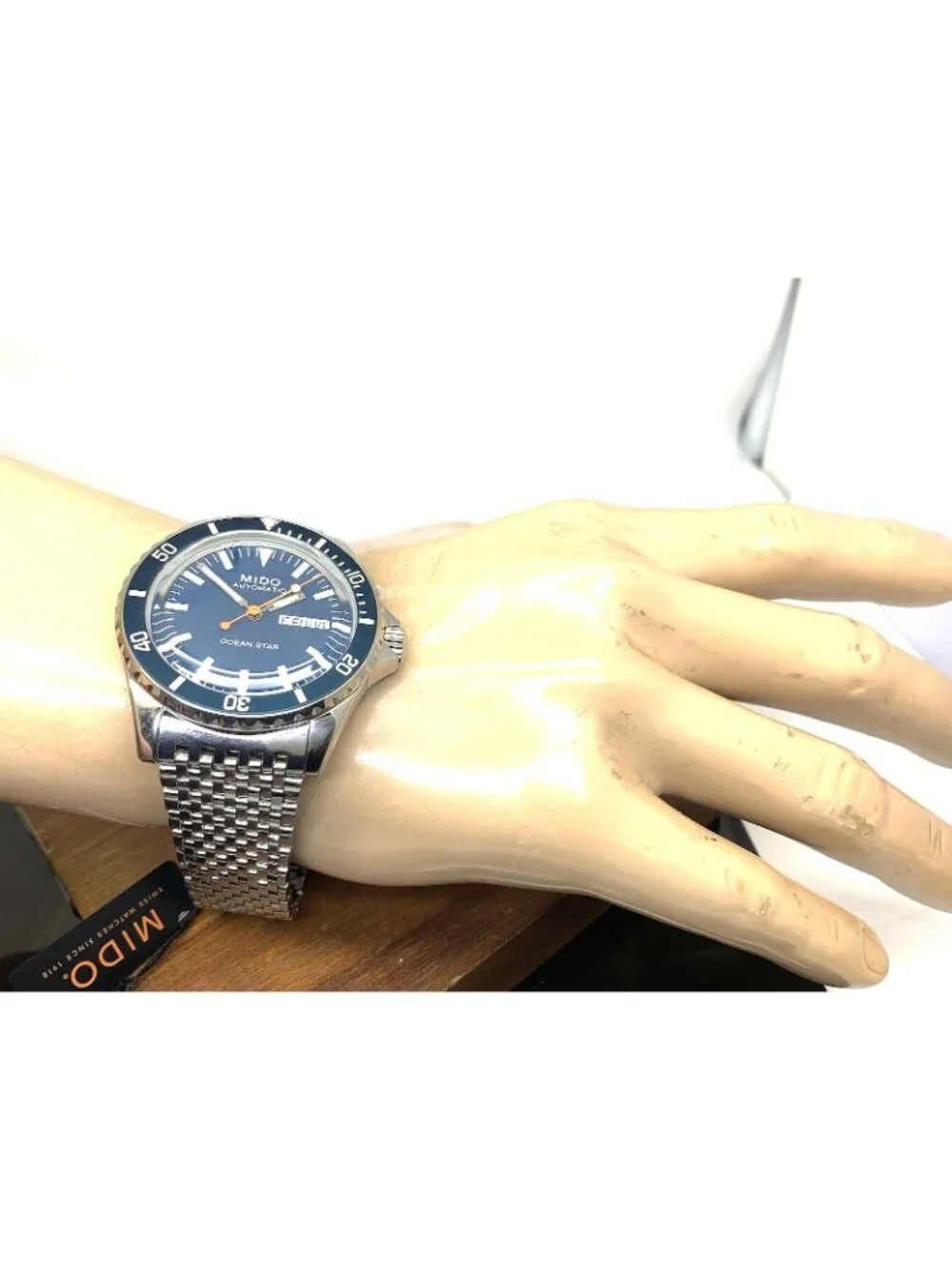 Mido Ocean Star Men's Watch Swiss Automatic Blue Dial Day Date Steel 40.5mm
